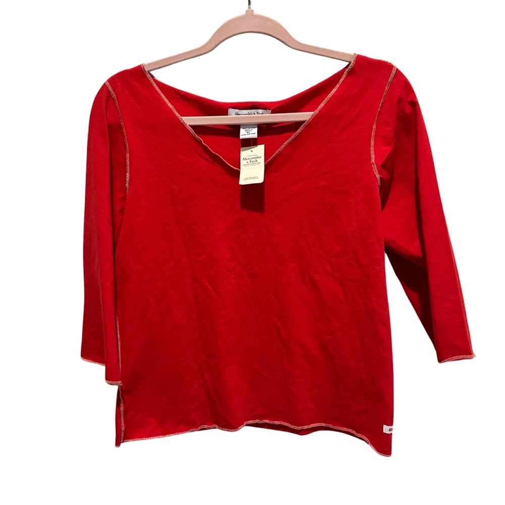 Vintage Abercrombie and Fitch Red Vneck Top Women’s size XL